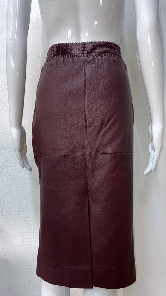 Sample Bordo Leather Midi Skirt Sample | 2000000011165 | Ayuchka
