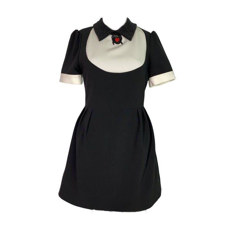 Short Dress Beige and Black Technical Knit with Plan de Paris Motif  DIOR  AU
