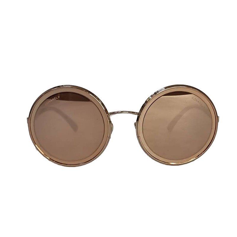 CHANEL round sunglasses  Round sunglasses, Gold chanel logo