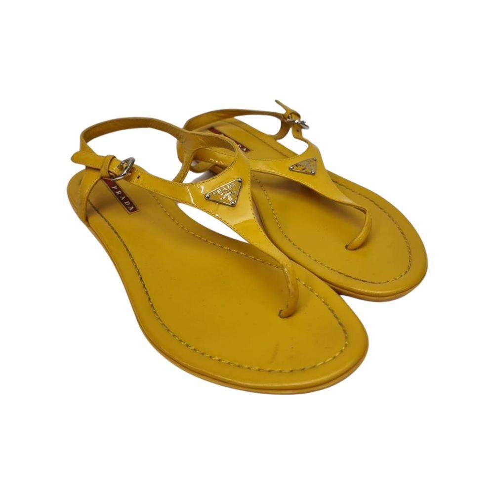 Prada Yellow Flat SandalsSize: Prada | Yellow 2000000029788 | Ayuchka
