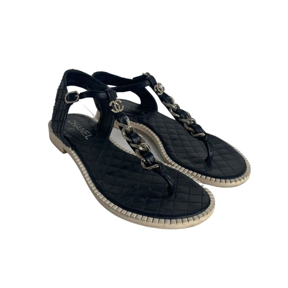 Chanel Black Flat Sandals Chanel | Black 2000000051307 | Ayuchka