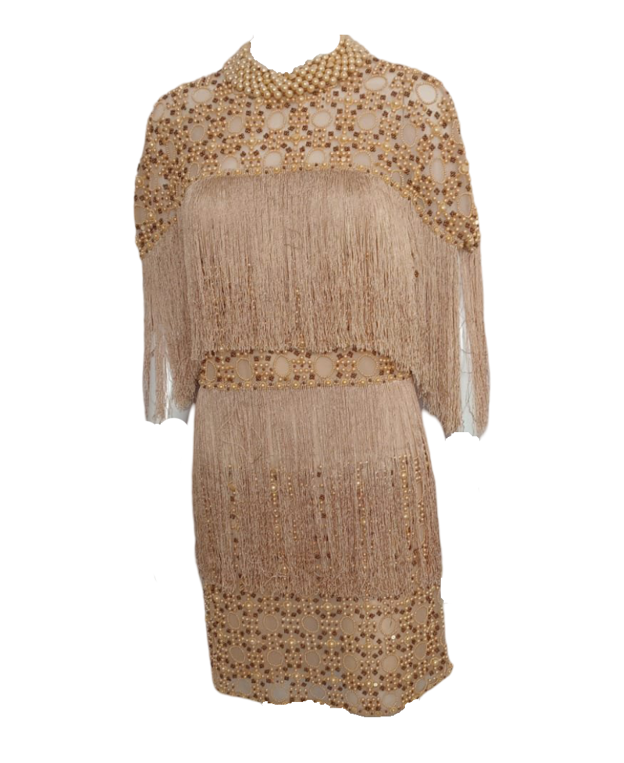 Evening Dress Beige with Stones