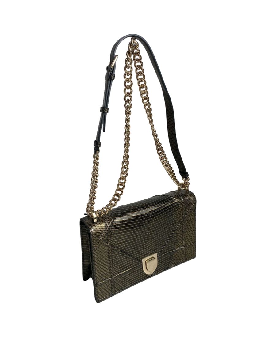 תיק כריסטיאן דיור Diorama זהב מנוחש קטן  מס' סידורי 11 MA0175